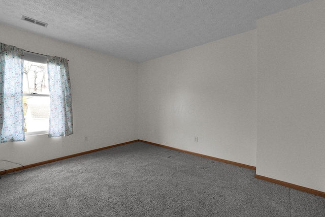 spare room with carpet and a textured ceiling