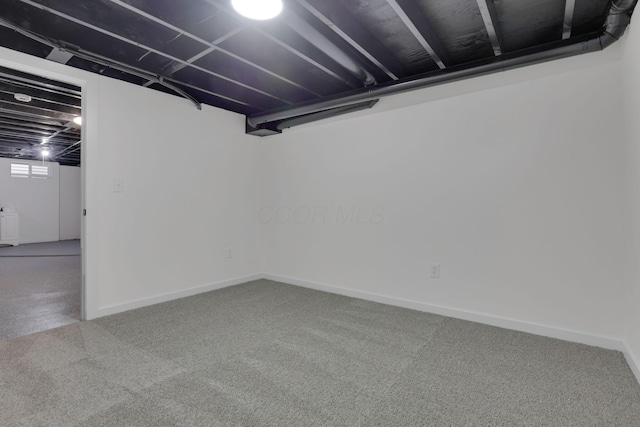 basement with carpet floors