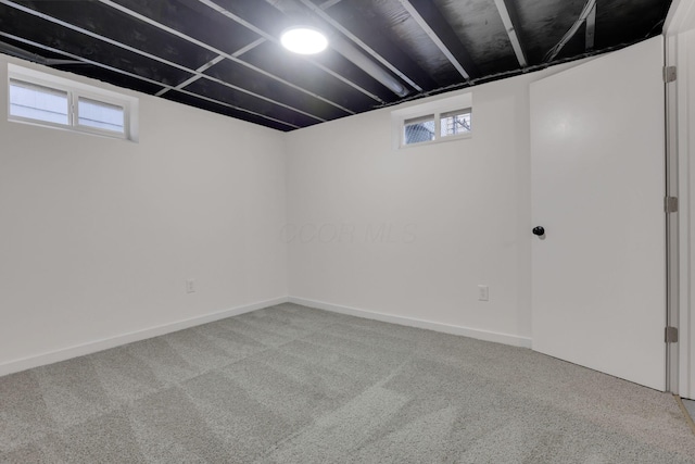 basement with carpet floors