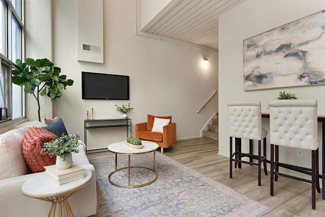 living room featuring light hardwood / wood-style flooring