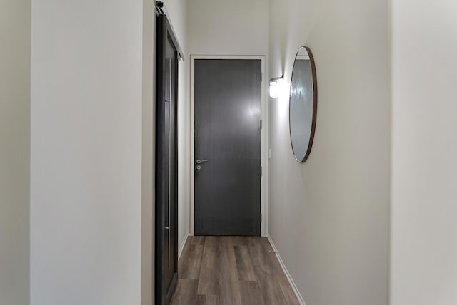 hall featuring dark wood-type flooring