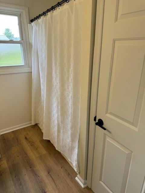 bathroom featuring hardwood / wood-style flooring