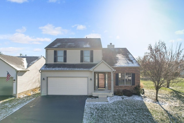 front facade with a garage