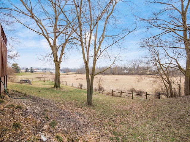 view of yard with a rural view