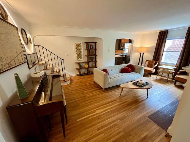 living room featuring light wood-type flooring