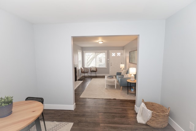 interior space featuring dark wood-type flooring