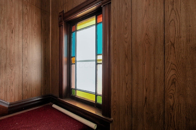 details featuring wooden walls