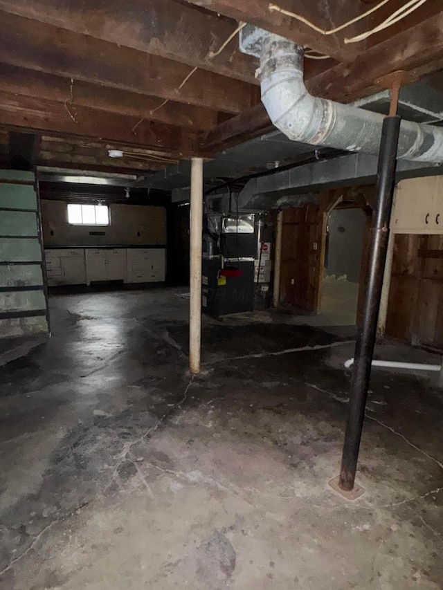 basement with heating unit