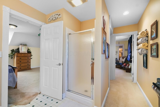 bathroom featuring an enclosed shower