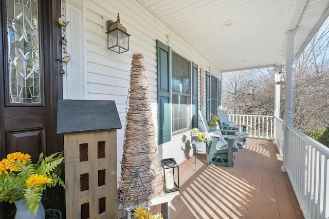 deck featuring a porch