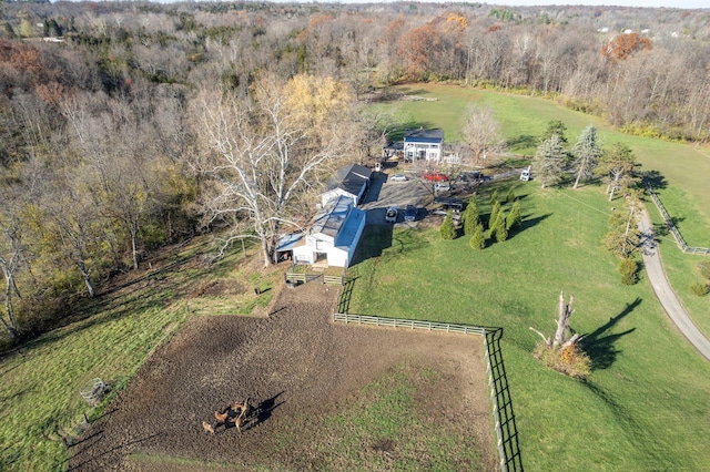 drone / aerial view with a rural view