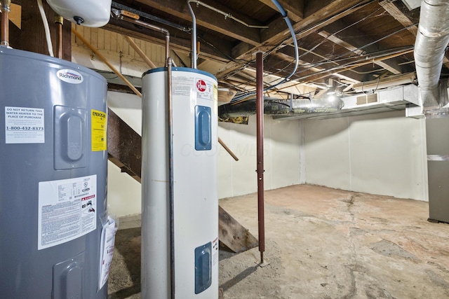 basement with water heater