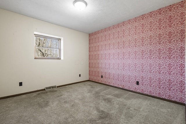 carpeted spare room featuring a textured ceiling