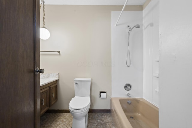 full bathroom with vanity, toilet, and shower / bath combination