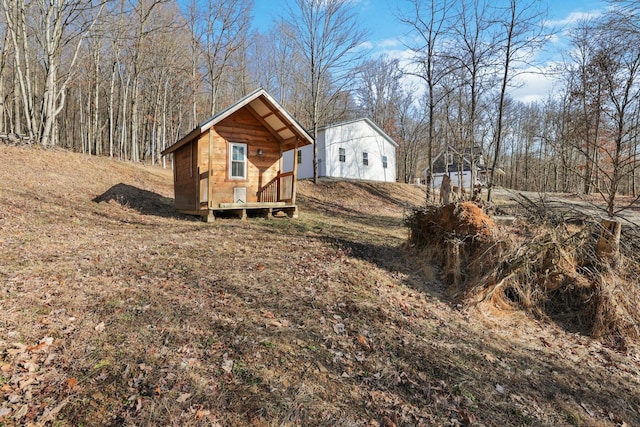 exterior space with a storage unit