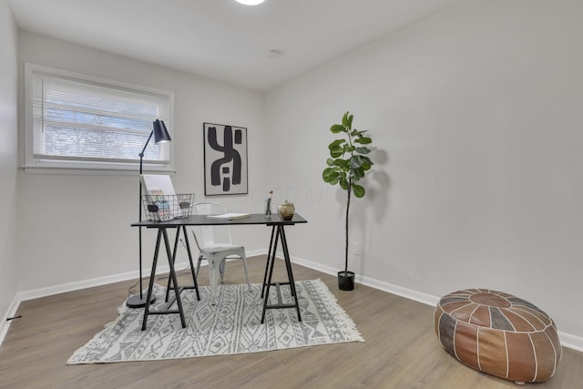 office space featuring hardwood / wood-style floors