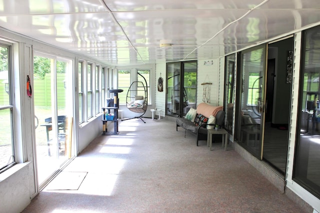 view of unfurnished sunroom