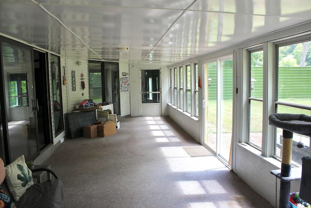 view of unfurnished sunroom