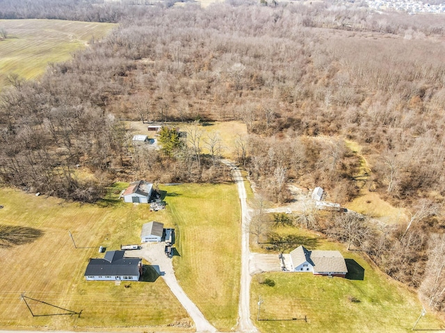 drone / aerial view with a rural view