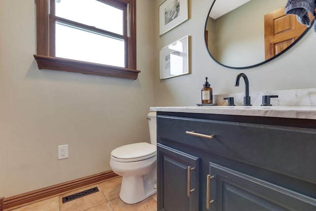 bathroom with tile patterned floors, toilet, and vanity