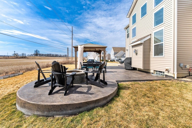 view of yard featuring a patio area and a gazebo