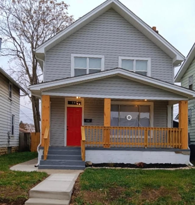 view of front of home featuring covered porch