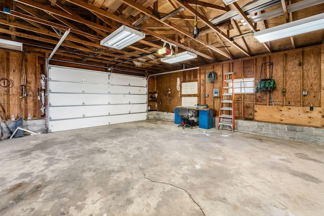 garage with a garage door opener