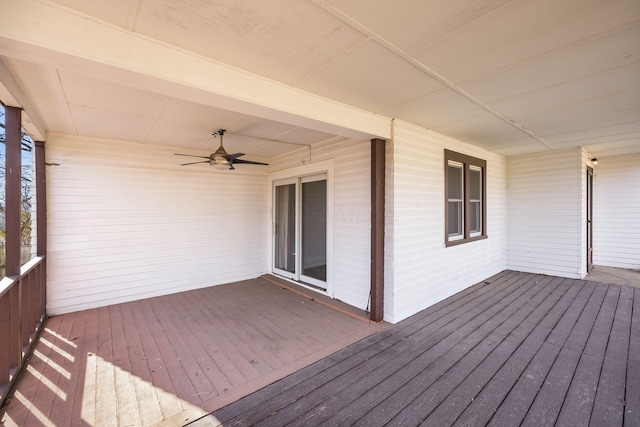 wooden terrace with ceiling fan