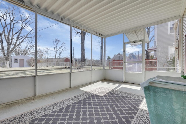 view of unfurnished sunroom