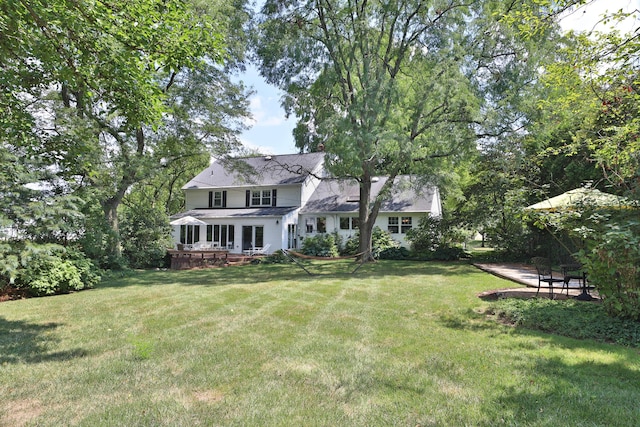 view of yard with a deck