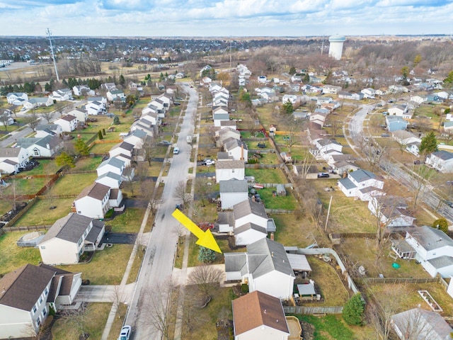 aerial view with a residential view