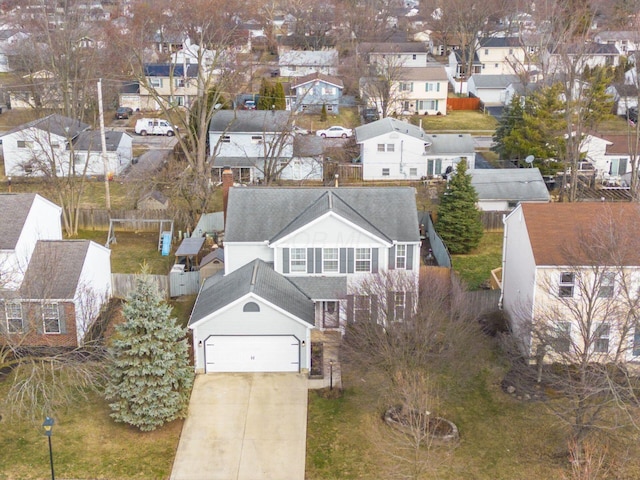 bird's eye view with a residential view