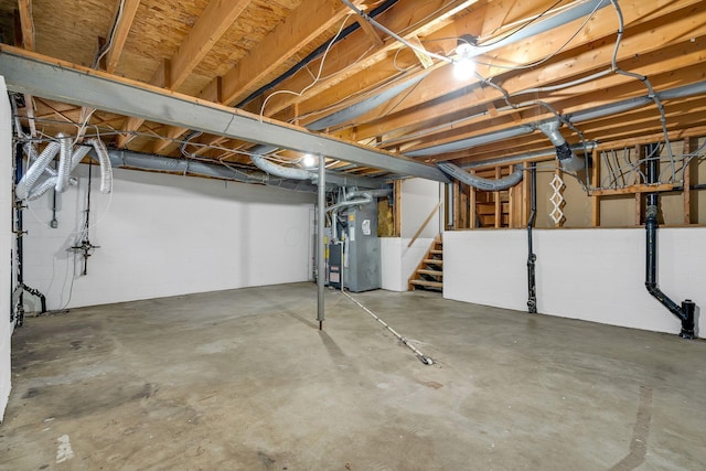 basement featuring heating unit