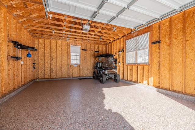 garage with a garage door opener