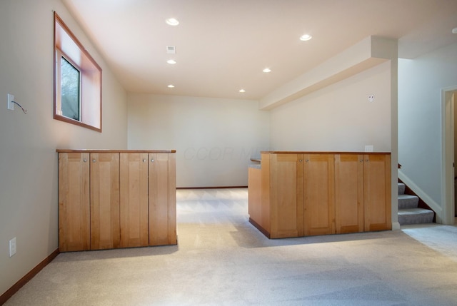 6268 Bellow Valley Dr, Dublin, OH 43016 - interior space featuring stairway, recessed lighting, and light carpet