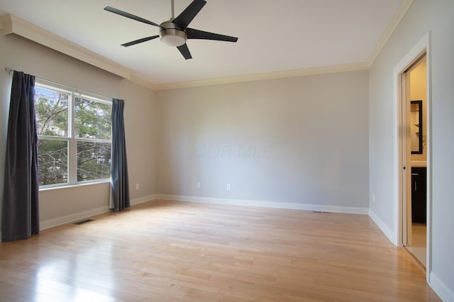 6268 Bellow Valley Dr, Dublin, OH 43016 - unfurnished room featuring ornamental molding, a ceiling fan, and light wood finished floors