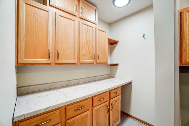 kitchen with light stone counters