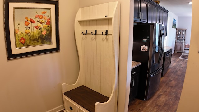 4021 County Road 124, Cardington, OH 43315 - mudroom featuring baseboards and dark wood-style floors