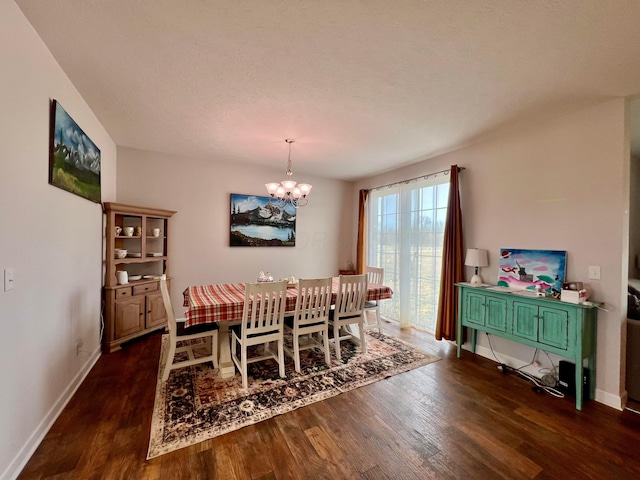 4021 County Road 124, Cardington, OH 43315 - dining area with baseboards, dark wood-style flooring, and a chandelier