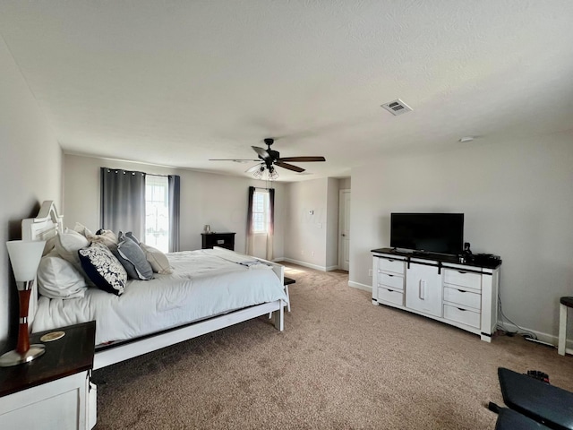 4021 County Road 124, Cardington, OH 43315 - bedroom with light carpet, baseboards, ceiling fan, and visible vents