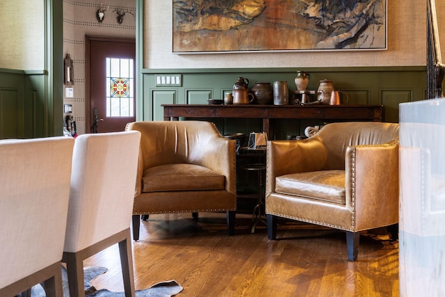 sitting room with hardwood / wood-style floors