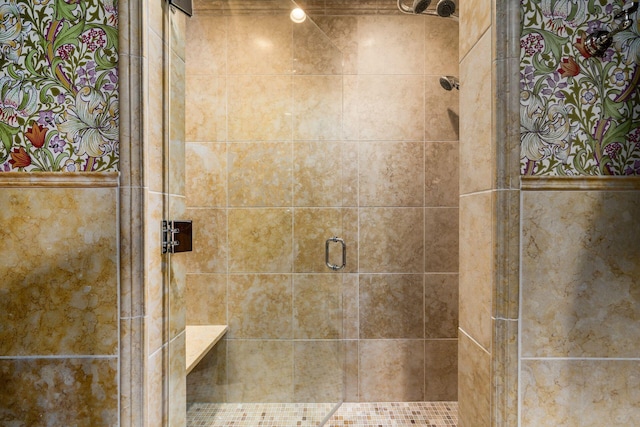 bathroom with an enclosed shower