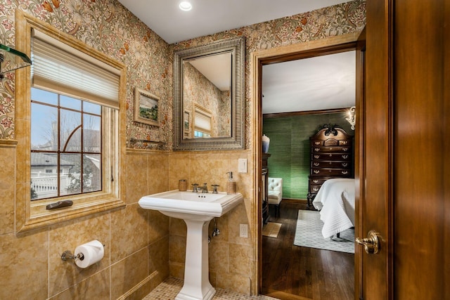 bathroom featuring hardwood / wood-style floors