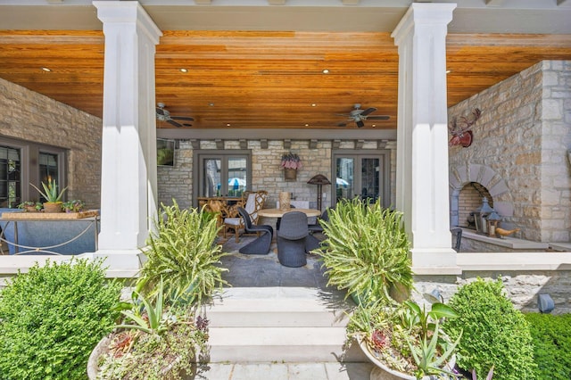 2528 Tremont Rd, Columbus, OH 43221 - view of patio featuring french doors and ceiling fan