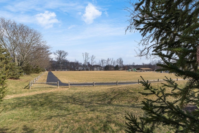 view of yard with a rural view