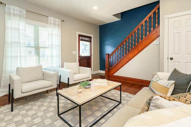 living room with wood-type flooring