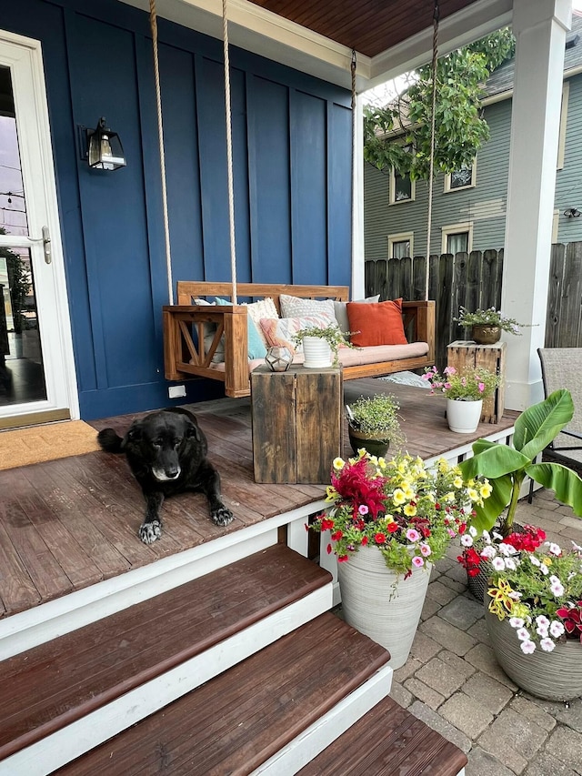 deck with covered porch