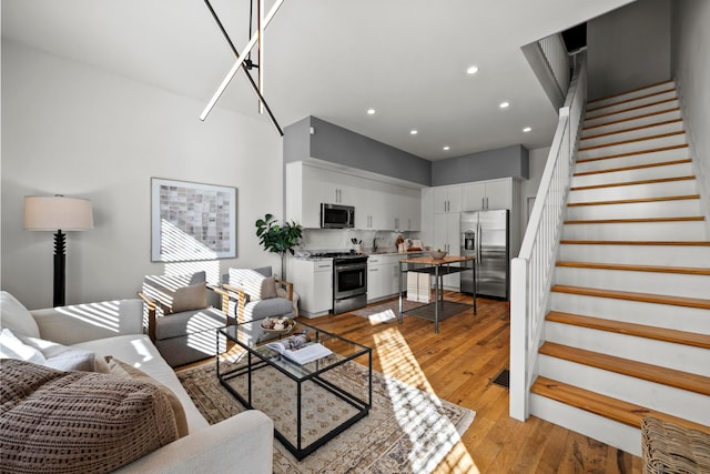 living room featuring light wood-type flooring