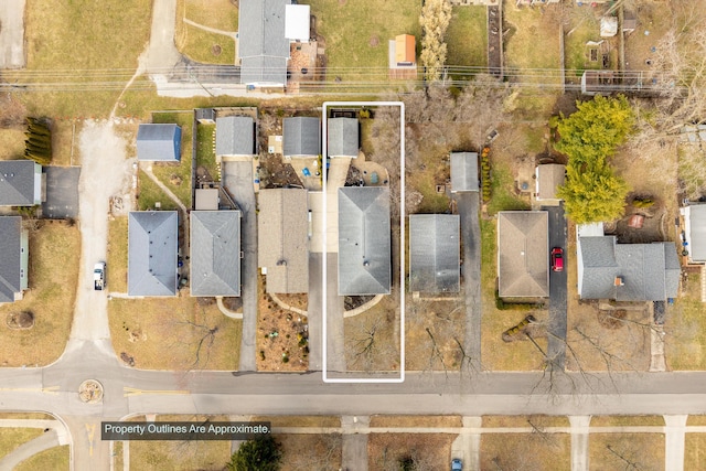 aerial view with a residential view