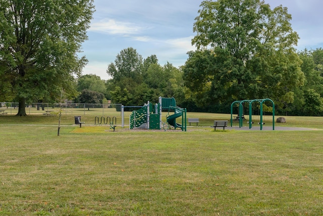 communal playground with a yard